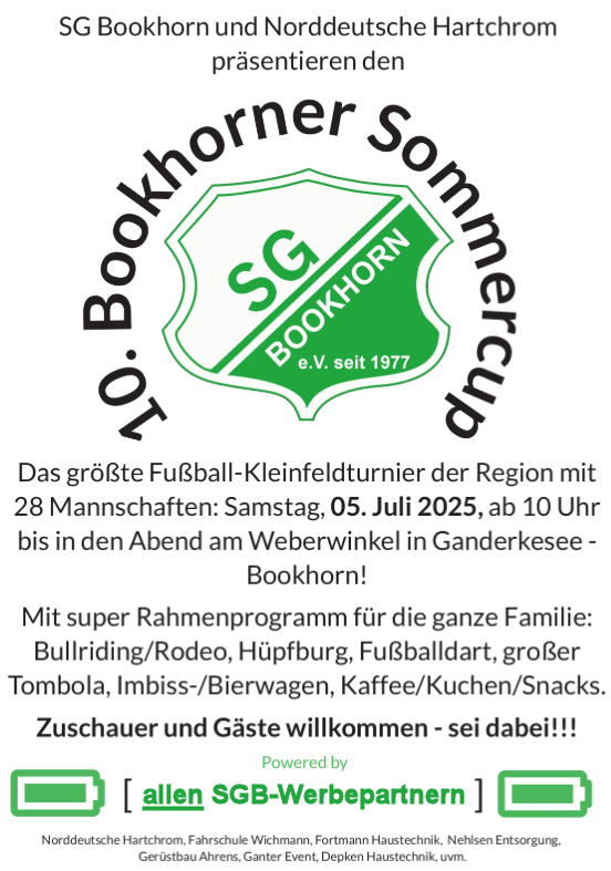 10ter Bookhorner Sommercup: 28 Mannschaften